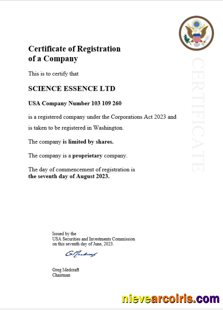 USA business registration certificate